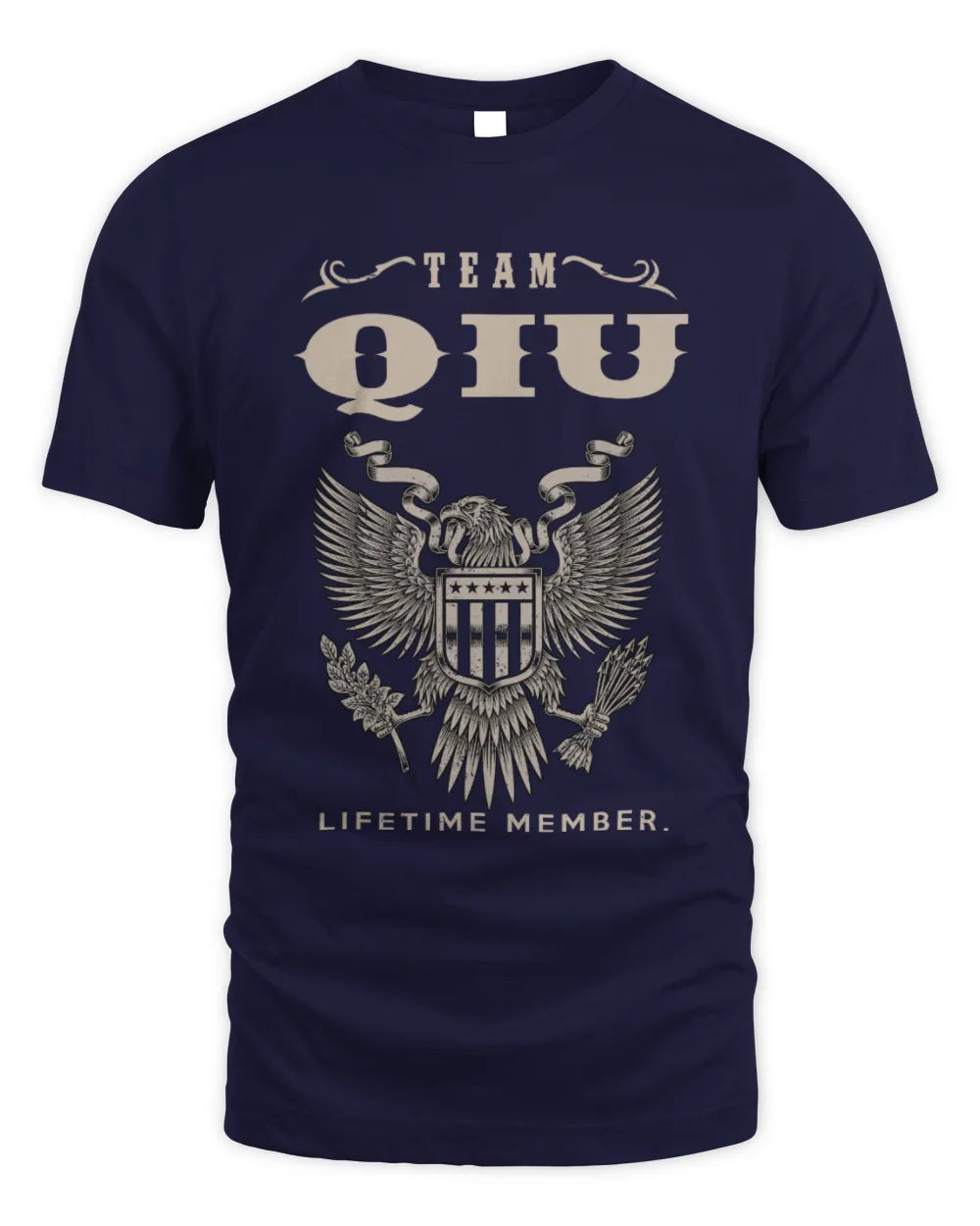 QIU TP06-K82 – Personalized Classic Style Apparel “Team NAME Lifetime Member” - Unisex Standard T-Shirt - Navy