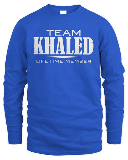KHALED BL62-K4-128 - Personalized “Team NAME Lifetime Member” - Men's Long Sleeved T-Shirt - Royal