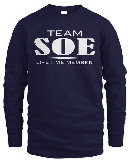 SOE BL62-K4-128 - Personalized “Team NAME Lifetime Member” - Men's Long Sleeved T-Shirt - Navy