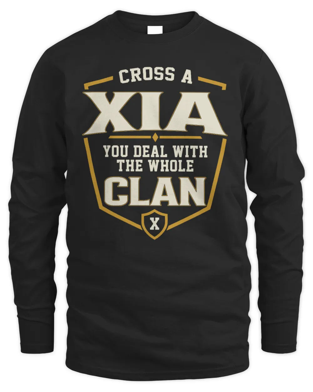 XIA NT1-K008 Cross A/An NAME, You Deal With the Whole Clan | Personalized Vintage T-Shirt - Men's Long Sleeved T-Shirt - Black