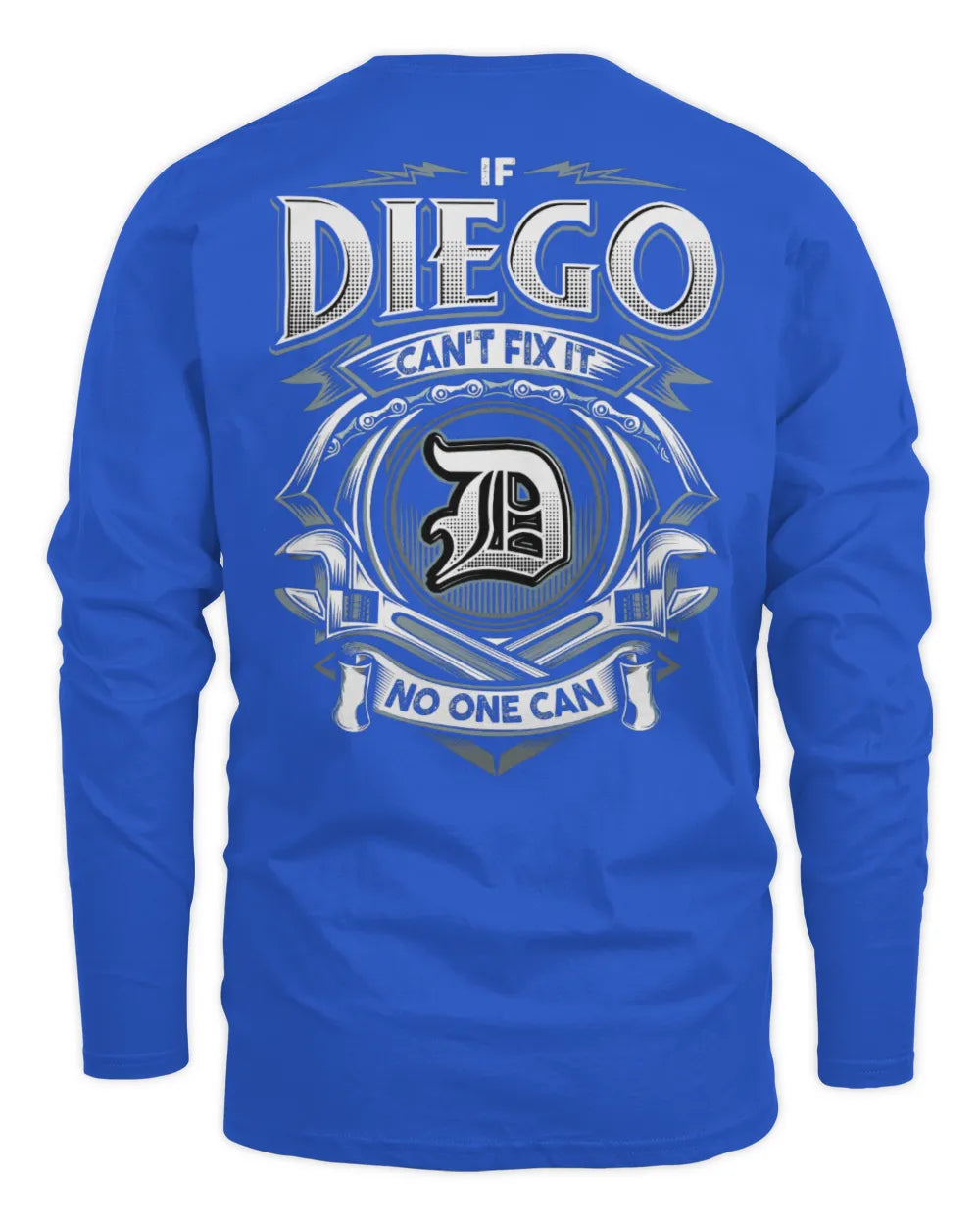 DIEGO AP81-K4-626 - Personalized Ahmed Quote Apparel “If Ahmed Can't Fix It, No One Can” - Men's Long Sleeved T-Shirt - Royal