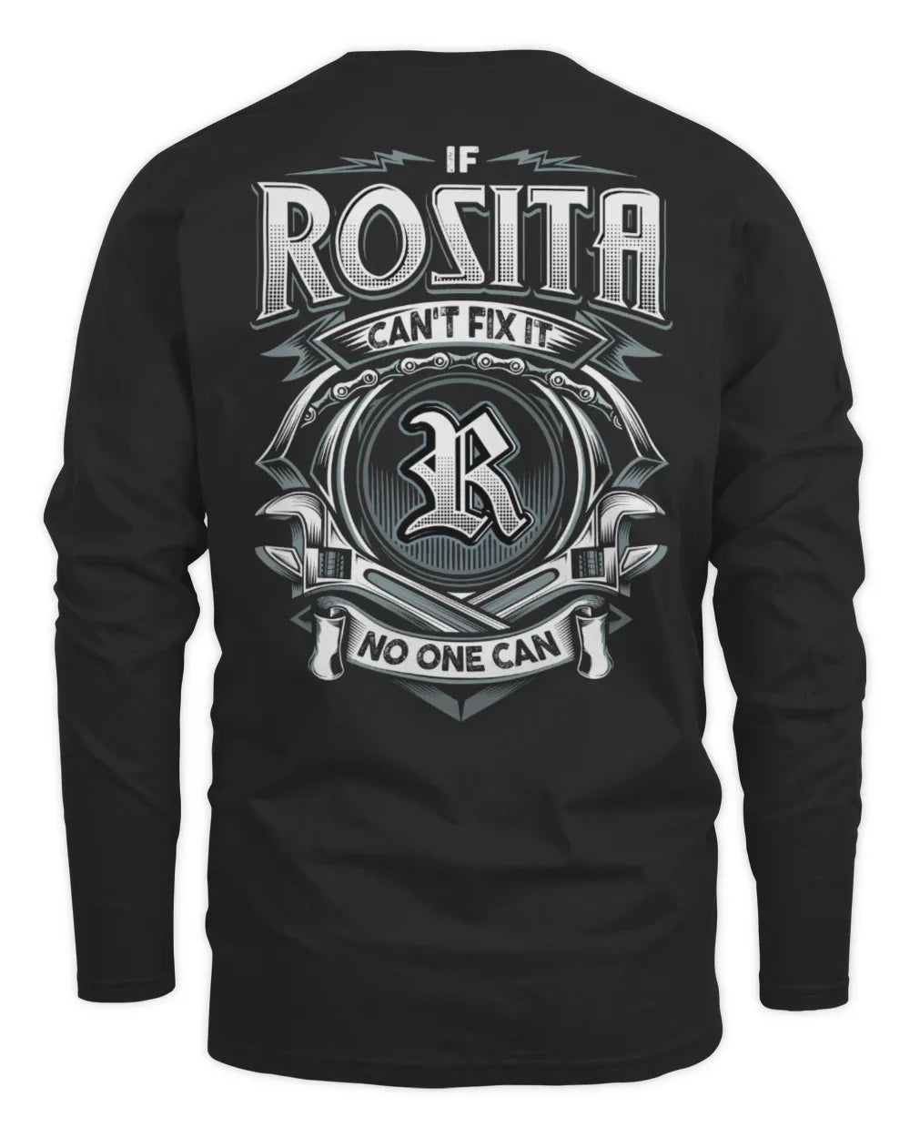 ROSITA AP81-K4-626 - Personalized Ahmed Quote Apparel “If Ahmed Can't Fix It, No One Can” - Men's Long Sleeved T-Shirt - Black
