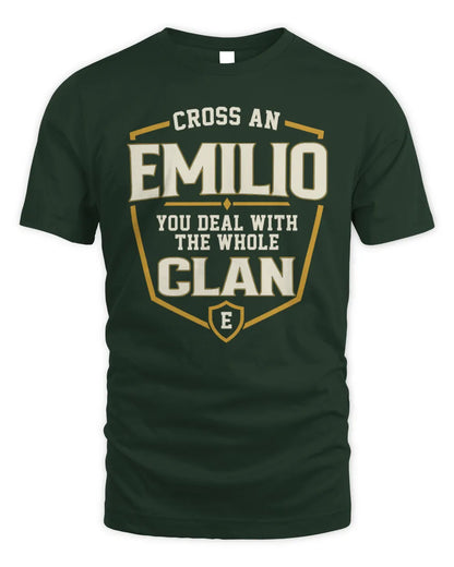 EMILIO NT1-K008 Cross A/An NAME, You Deal With the Whole Clan | Personalized Vintage T-Shirt - Unisex Standard T-Shirt - Forest Green