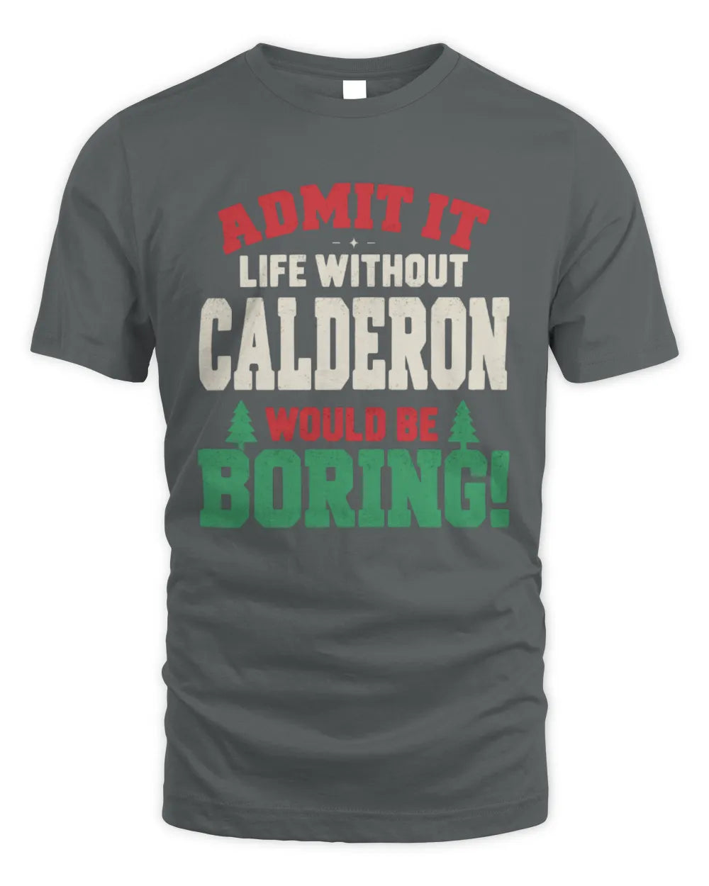 CALDERON P5 TH08 Christmas T-Shirt – “Life Without NAME Would Be Boring” - Unisex Standard T-Shirt - Charcoal