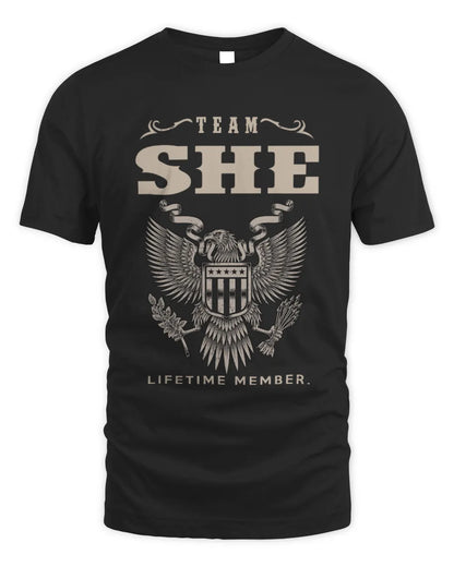 SHE TP06-K82 – Personalized Classic Style Apparel “Team NAME Lifetime Member” - Unisex Standard T-Shirt - Black