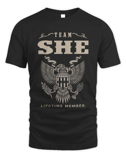 SHE TP06-K82 – Personalized Classic Style Apparel “Team NAME Lifetime Member” - Unisex Standard T-Shirt - Black