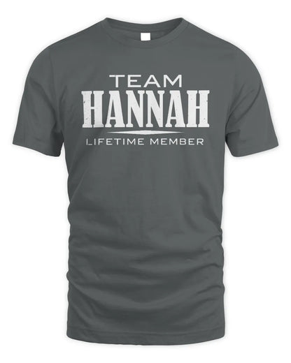 HANNAH BL62-K4-128 - Personalized “Team NAME Lifetime Member” - Unisex Standard T-Shirt - Charcoal