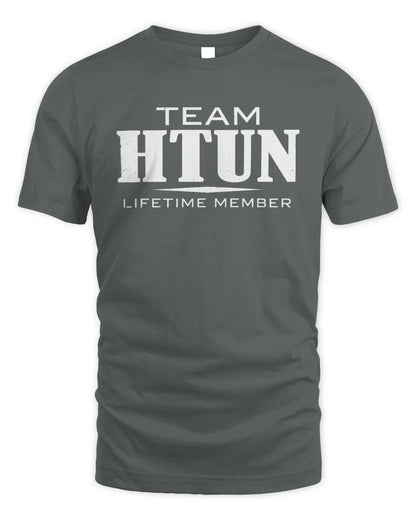 HTUN BL62-K4-128 - Personalized “Team NAME Lifetime Member” - Unisex Standard T-Shirt - Charcoal