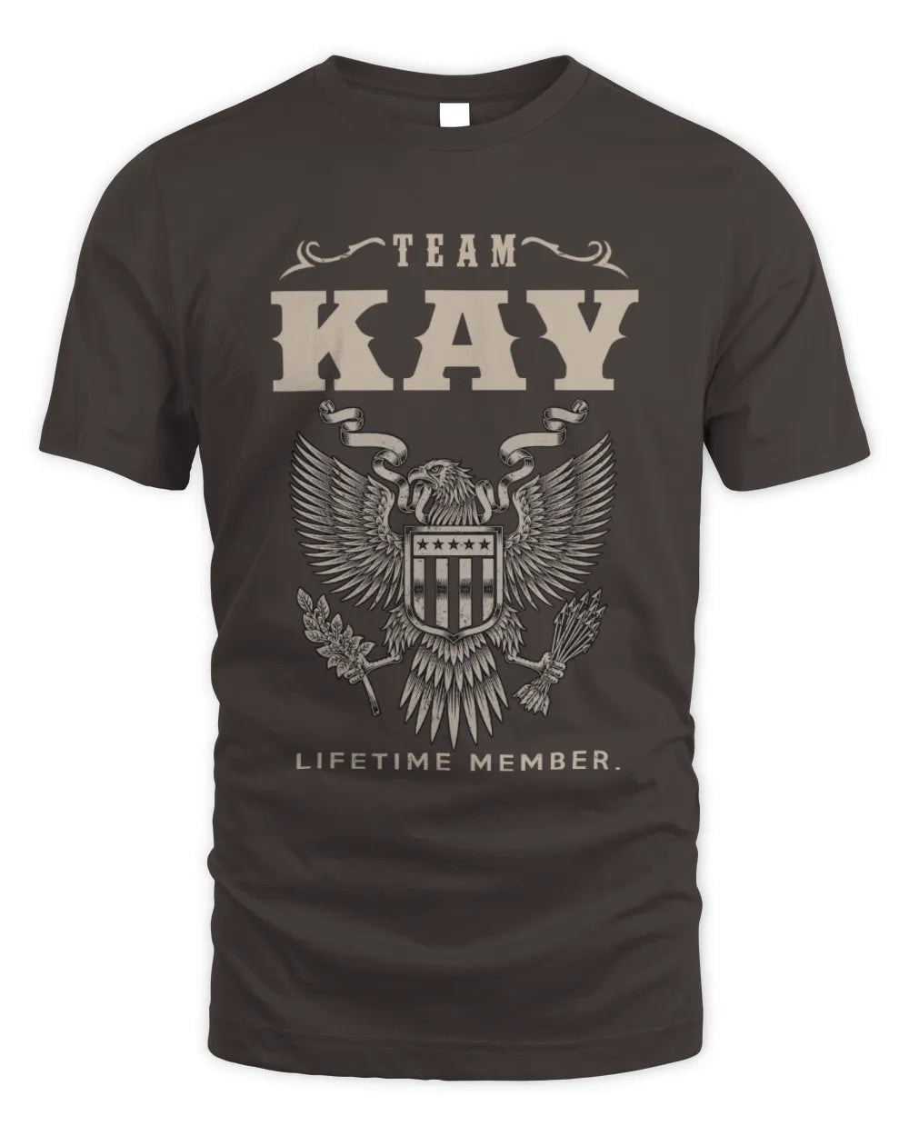 KAY TP06-K82 – Personalized Classic Style Apparel “Team NAME Lifetime Member” - Unisex Standard T-Shirt - Dark Chocolate