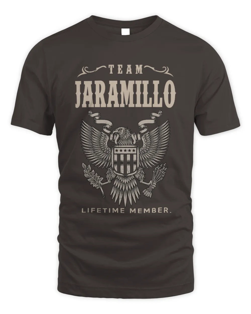 JARAMILLO TP06-K82 – Personalized Classic Style Apparel “Team NAME Lifetime Member” - Unisex Standard T-Shirt - Dark Chocolate