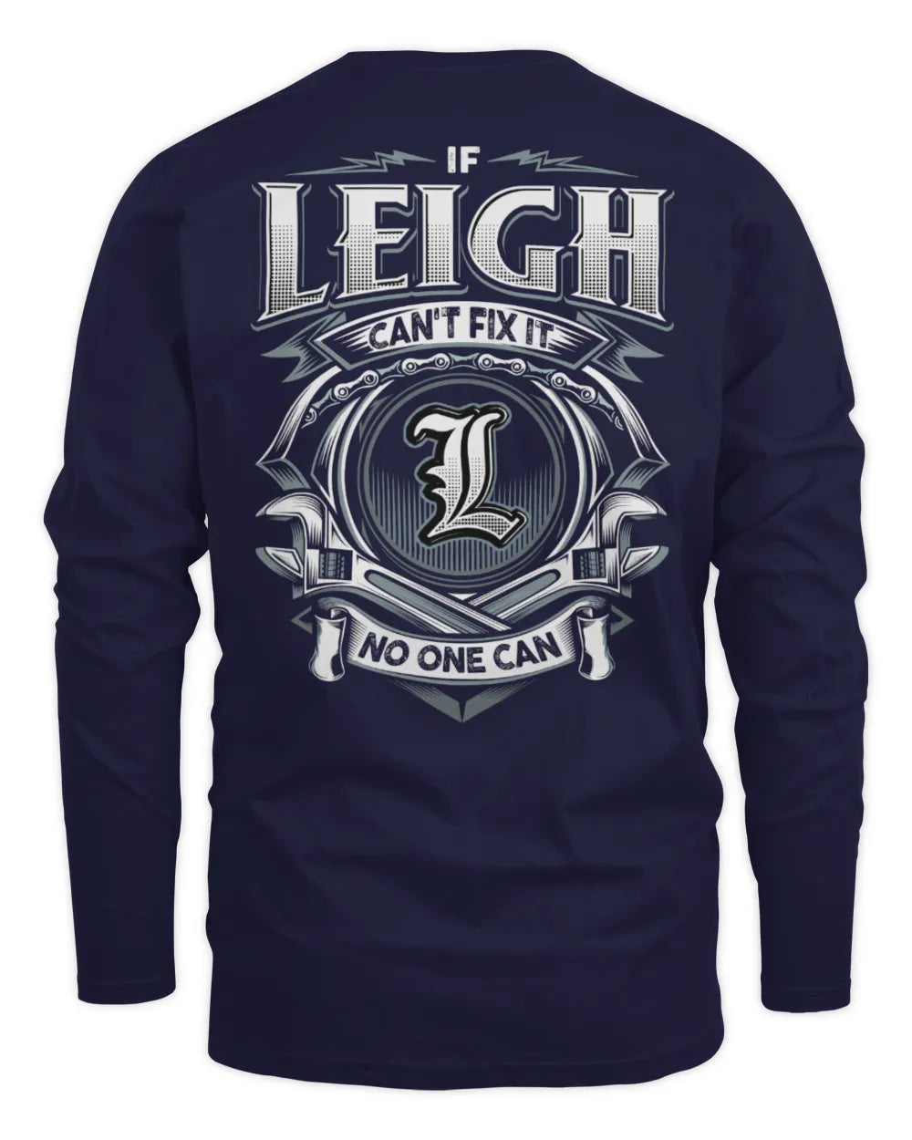 LEIGH AP81-K4-626 - Personalized Ahmed Quote Apparel “If Ahmed Can't Fix It, No One Can” - Men's Long Sleeved T-Shirt - Navy