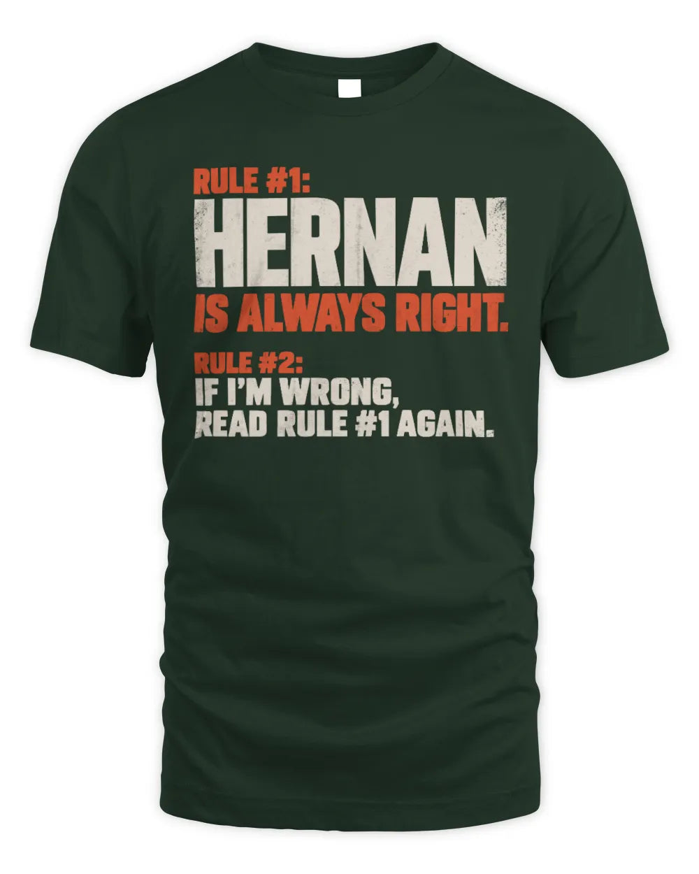 HERNAN NP1-H006 
Always Right Personalized Name T-Shirt – Funny Custom Name Shirt - Unisex Standard T-Shirt - Forest Green