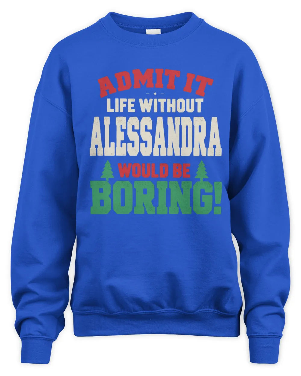 ALESSANDRA P5 TH08 Christmas T-Shirt – “Life Without NAME Would Be Boring” - Unisex Sweatshirt - Royal