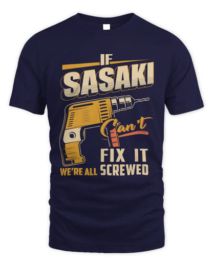 SASAKI TP22-K4-228 - Personalized Handyman T-Shirt “If AARON Can’t Fix It, We’re All Screwed” - Unisex Standard T-Shirt - Navy