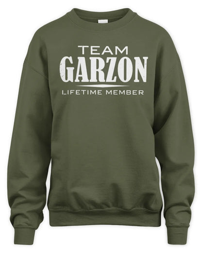 GARZON BL62-K4-128 - Personalized “Team NAME Lifetime Member” - Unisex Sweatshirt - Military Green