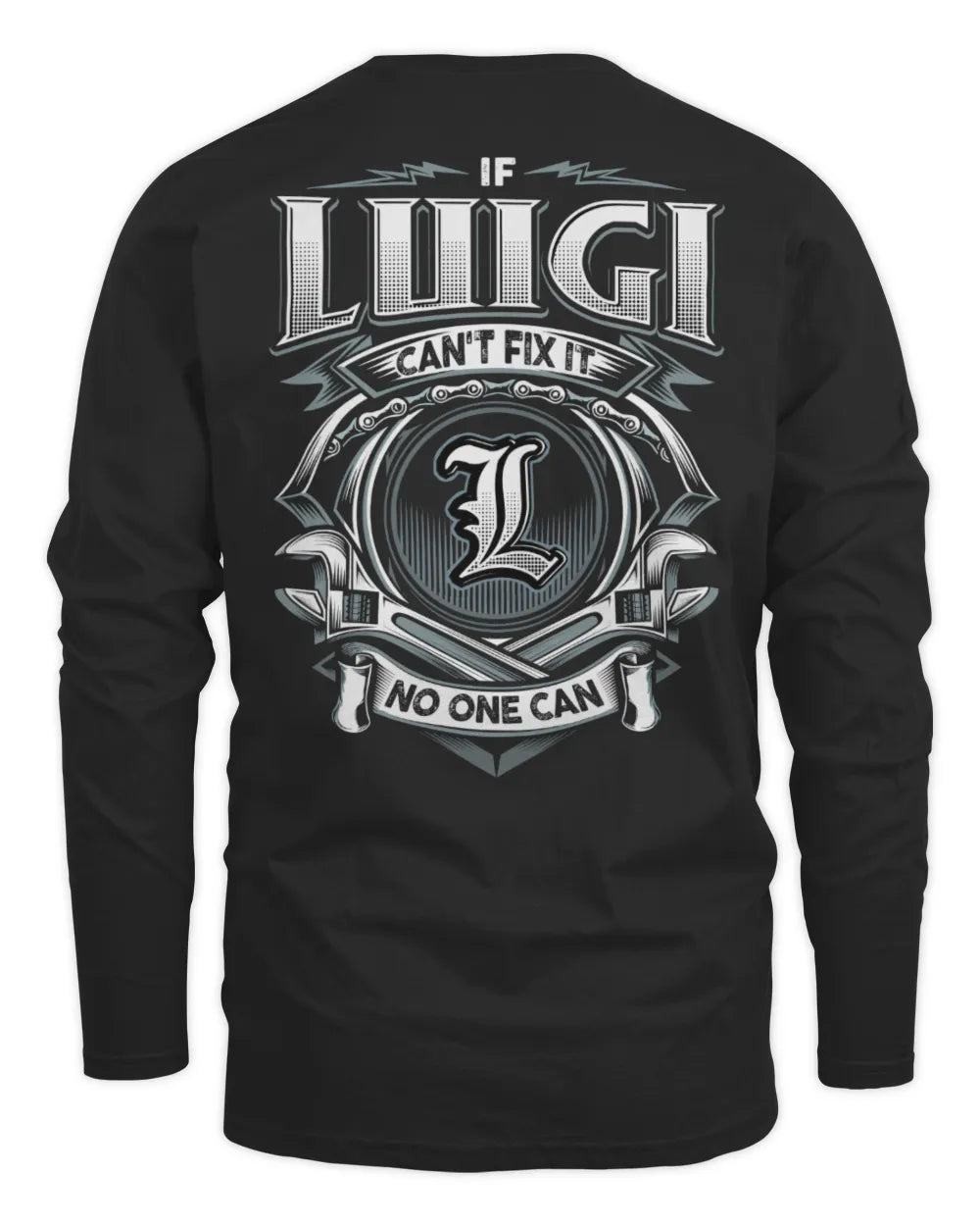 LUIGI AP81-K4-626 - Personalized Ahmed Quote Apparel “If Ahmed Can't Fix It, No One Can” - Men's Long Sleeved T-Shirt - Black