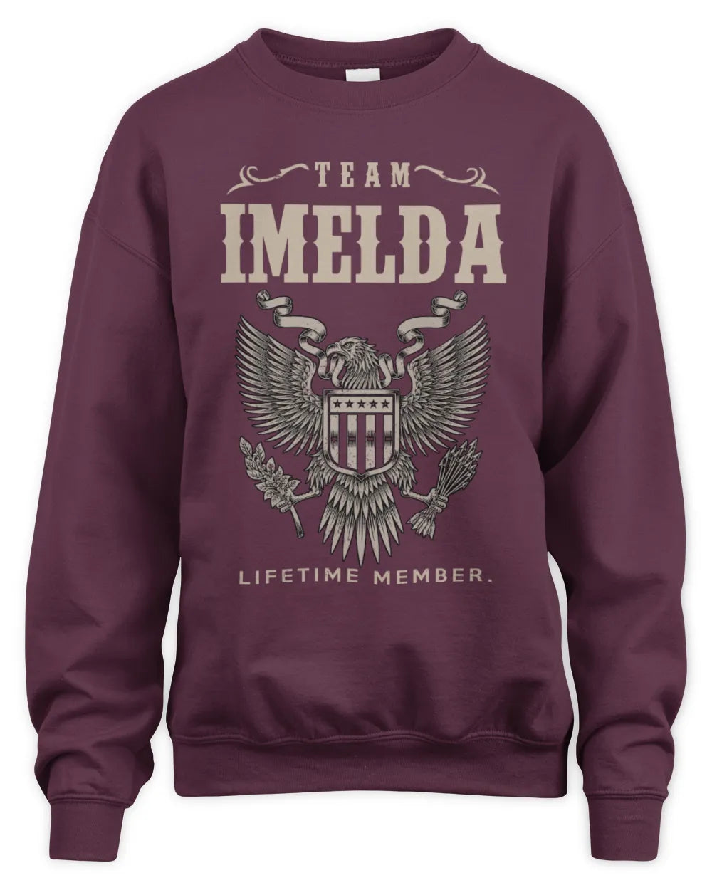 IMELDA TP06-K82 – Personalized Classic Style Apparel “Team NAME Lifetime Member” - Unisex Sweatshirt - Maroon