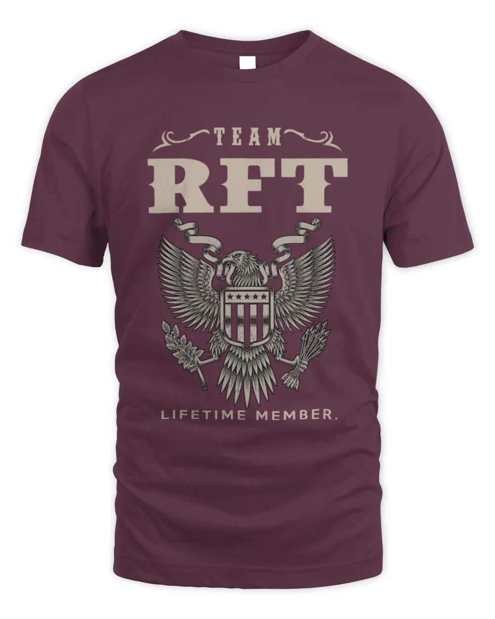 RFT TP06-K82 – Personalized Classic Style Apparel “Team NAME Lifetime Member” - Unisex Standard T-Shirt - Maroon