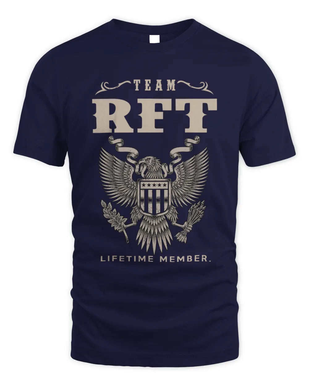 RFT TP06-K82 – Personalized Classic Style Apparel “Team NAME Lifetime Member” - Unisex Standard T-Shirt - Navy