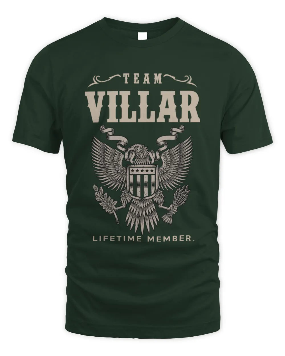 VILLAR TP06-K82 – Personalized Classic Style Apparel “Team NAME Lifetime Member” - Unisex Standard T-Shirt - Forest Green