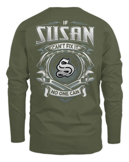 SUSAN AP81-K4-626 - Personalized Ahmed Quote Apparel “If Ahmed Can't Fix It, No One Can” - Men's Long Sleeved T-Shirt - Military Green