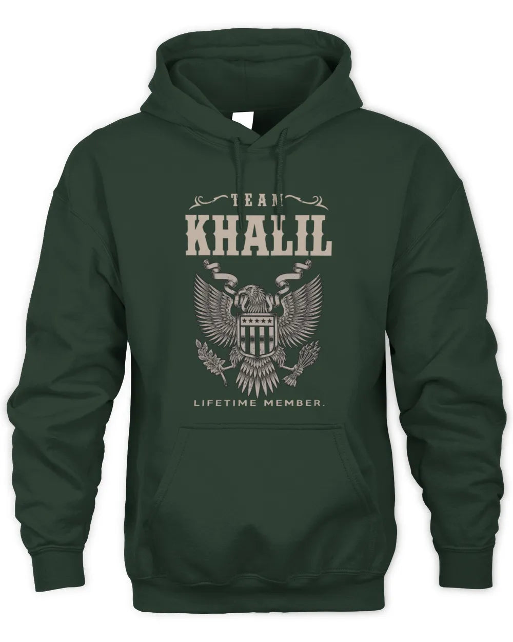 KHALIL TP06-K82 – Personalized Classic Style Apparel “Team NAME Lifetime Member” - Unisex Hoodie - Forest Green
