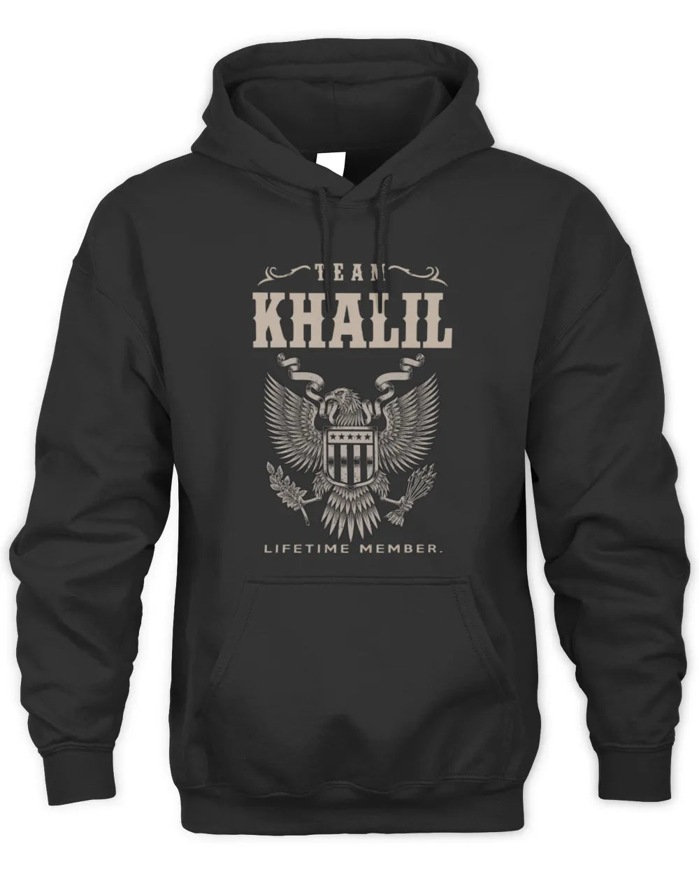 KHALIL TP06-K82 – Personalized Classic Style Apparel “Team NAME Lifetime Member” - Unisex Hoodie - Black