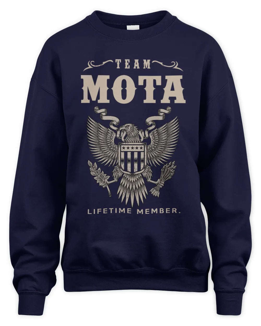 MOTA TP06-K82 – Personalized Classic Style Apparel “Team NAME Lifetime Member” - Unisex Sweatshirt - Navy