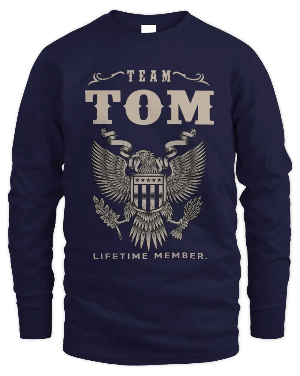TOM TP06-K82 – Personalized Classic Style Apparel “Team NAME Lifetime Member” - Men's Long Sleeved T-Shirt - Navy