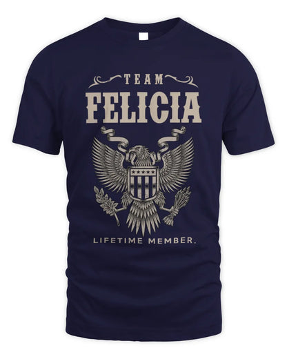 FELICIA TP06-K82 – Personalized Classic Style Apparel “Team NAME Lifetime Member” - Unisex Standard T-Shirt - Navy