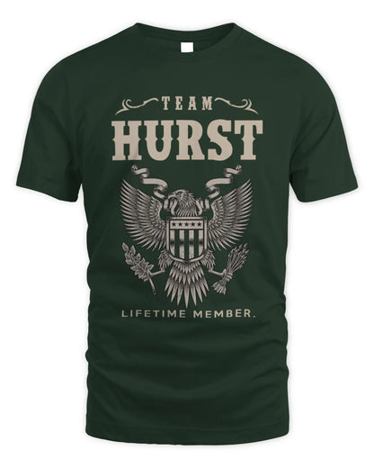 HURST TP06-K82 – Personalized Classic Style Apparel “Team NAME Lifetime Member” - Unisex Standard T-Shirt - Forest Green