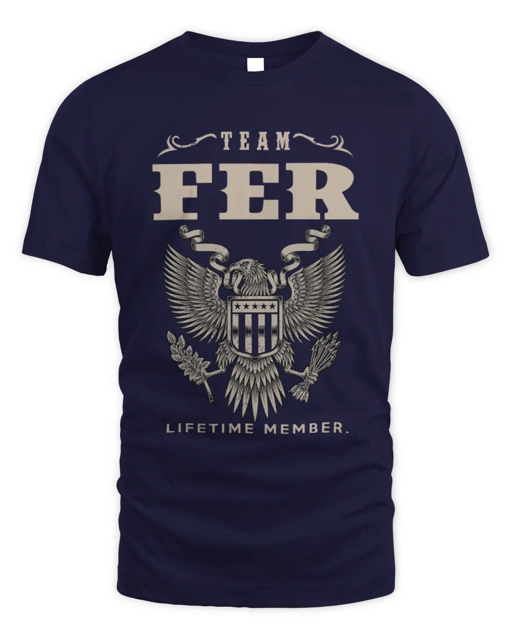 FER TP06-K82 – Personalized Classic Style Apparel “Team NAME Lifetime Member” - Unisex Standard T-Shirt - Navy