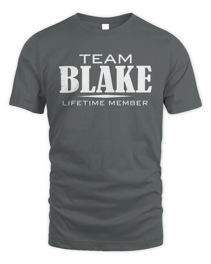 BLAKE BL62-K4-128 - Personalized “Team NAME Lifetime Member” - Unisex Standard T-Shirt - Charcoal