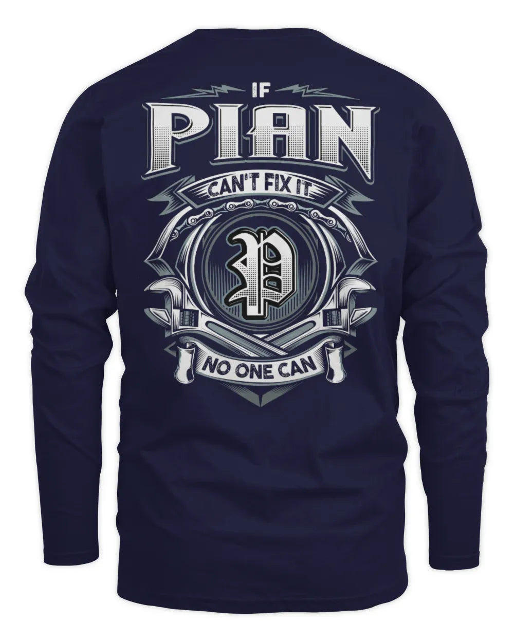 PIAN AP81-K4-626 - Personalized Ahmed Quote Apparel “If Ahmed Can't Fix It, No One Can” - Men's Long Sleeved T-Shirt - Navy