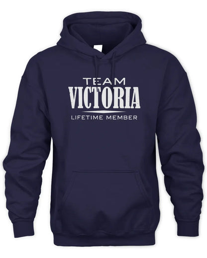 VICTORIA BL62-K4-128 - Personalized “Team NAME Lifetime Member” - Unisex Hoodie - Navy