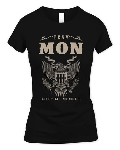 MON TP06-K82 – Personalized Classic Style Apparel “Team NAME Lifetime Member” - Women's Standard T-Shirt - Black
