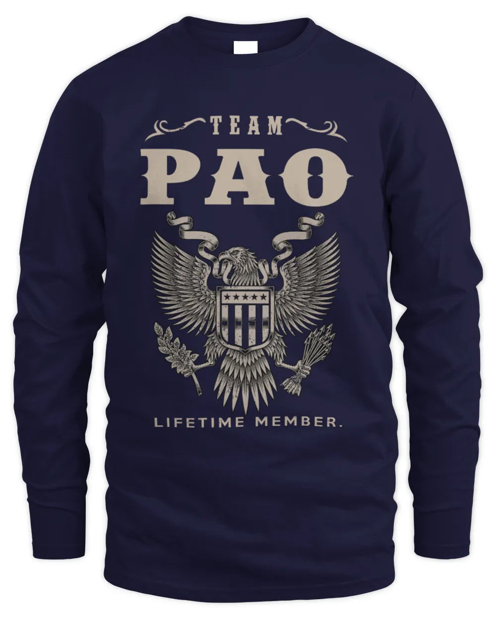 PAO TP06-K82 – Personalized Classic Style Apparel “Team NAME Lifetime Member” - Men's Long Sleeved T-Shirt - Navy