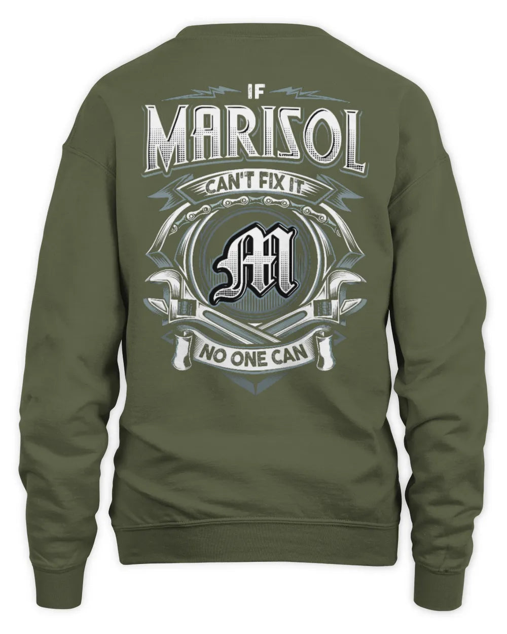 MARISOL AP81-K4-626 - Personalized Ahmed Quote Apparel “If Ahmed Can't Fix It, No One Can” - Unisex Sweatshirt - Military Green