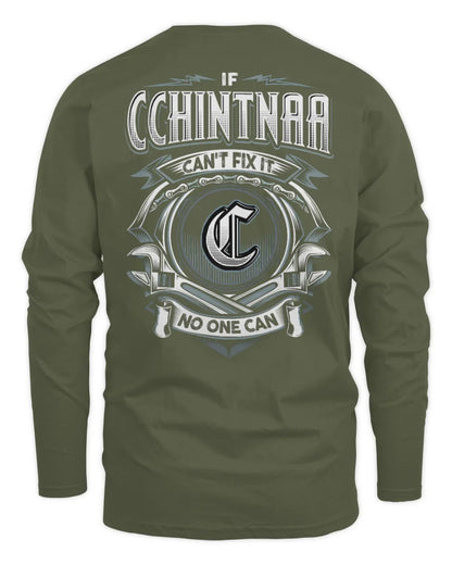 CCHINTNAA AP81-K4-626 - Personalized Ahmed Quote Apparel “If Ahmed Can't Fix It, No One Can” - Men's Long Sleeved T-Shirt - Military Green
