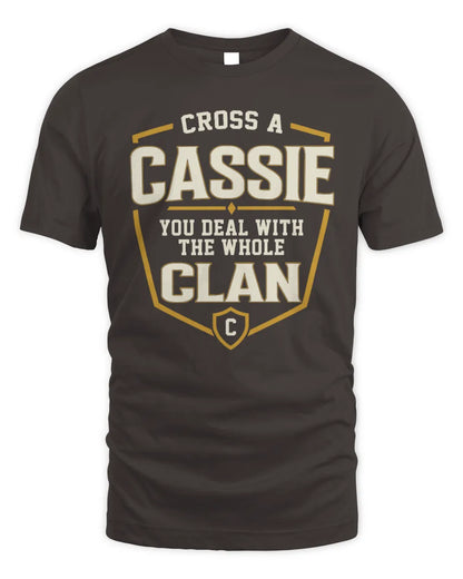 CASSIE NT1-K008 Cross A/An NAME, You Deal With the Whole Clan | Personalized Vintage T-Shirt - Unisex Standard T-Shirt - Dark Chocolate