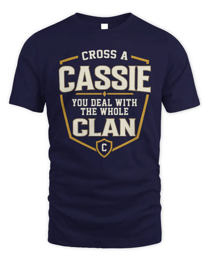CASSIE NT1-K008 Cross A/An NAME, You Deal With the Whole Clan | Personalized Vintage T-Shirt - Unisex Standard T-Shirt - Navy