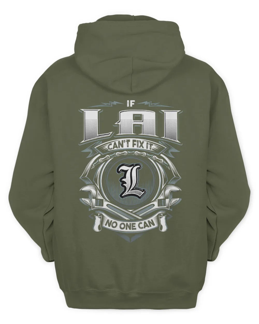 LAI AP81-K4-626 - Personalized Ahmed Quote Apparel “If Ahmed Can't Fix It, No One Can” - Unisex Hoodie - Military Green