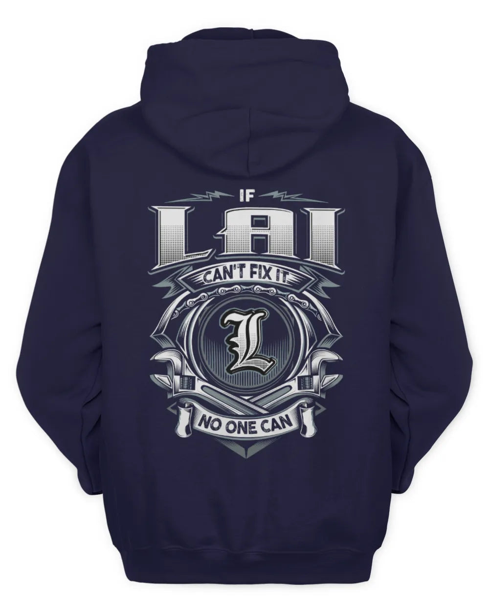 LAI AP81-K4-626 - Personalized Ahmed Quote Apparel “If Ahmed Can't Fix It, No One Can” - Unisex Hoodie - Navy