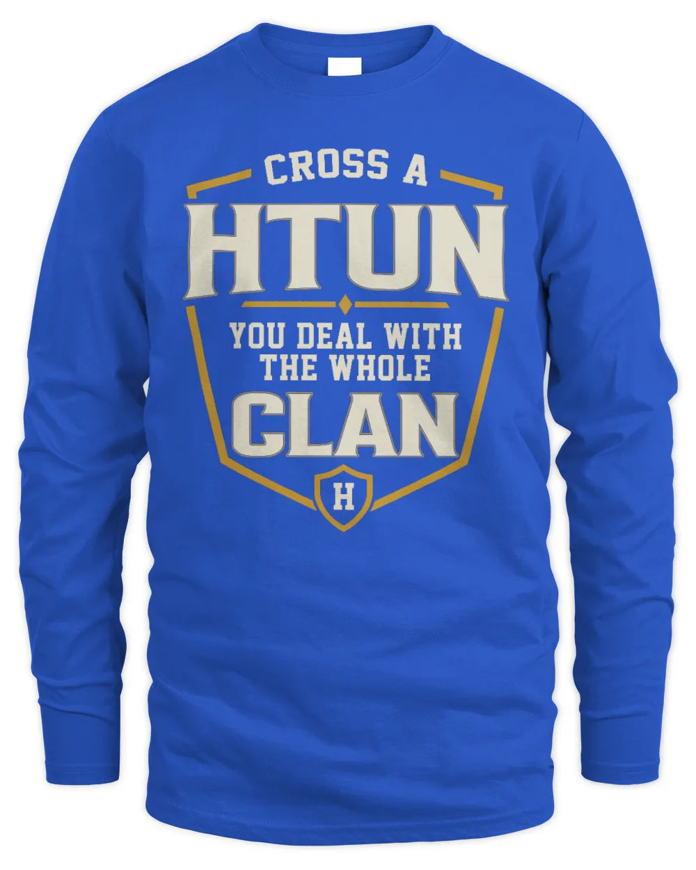 HTUN NT1-K008 Cross A/An NAME, You Deal With the Whole Clan | Personalized Vintage T-Shirt - Men's Long Sleeved T-Shirt - Royal