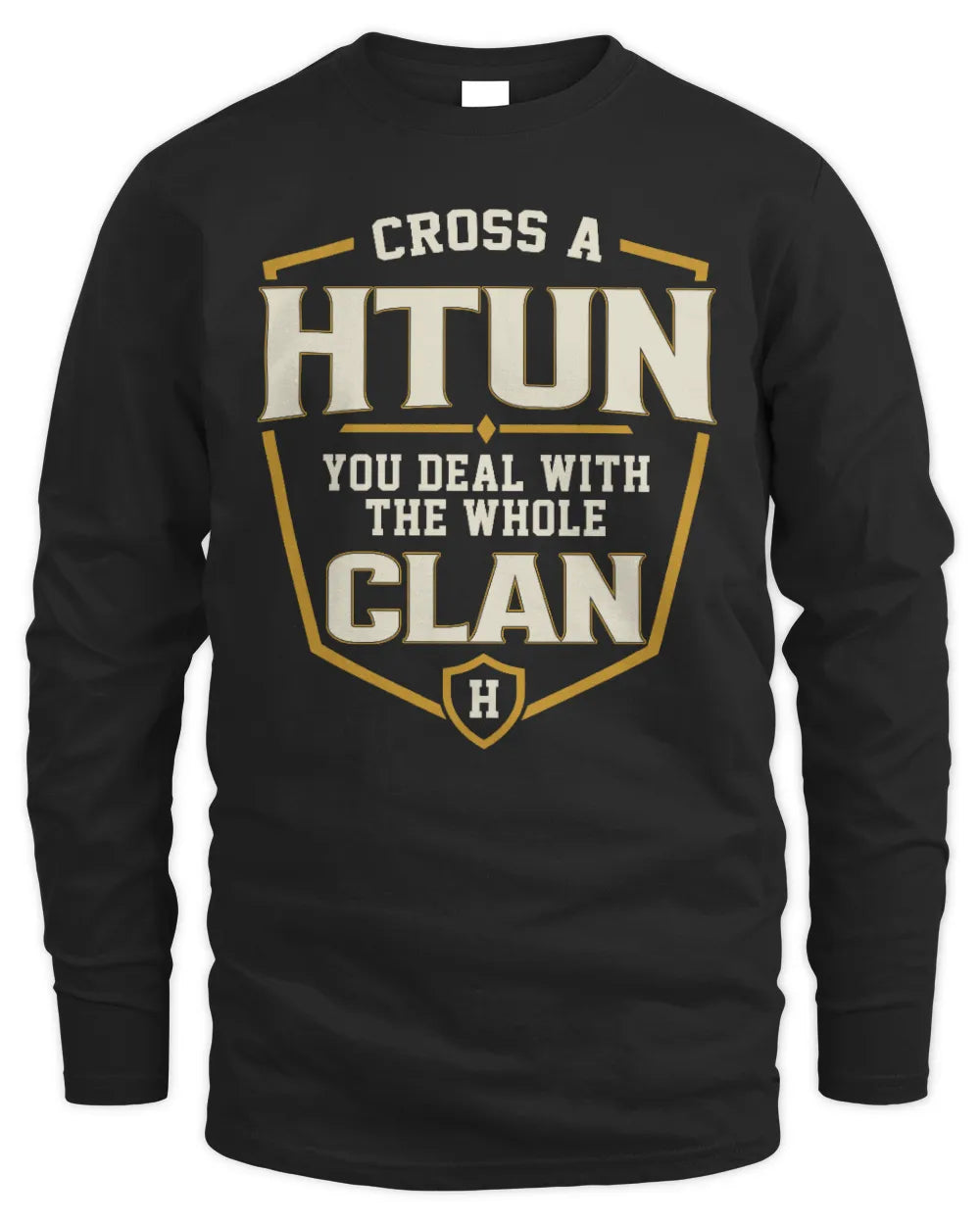 HTUN NT1-K008 Cross A/An NAME, You Deal With the Whole Clan | Personalized Vintage T-Shirt - Men's Long Sleeved T-Shirt - Black