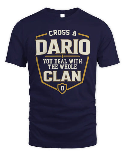 DARIO NT1-K008 Cross A/An NAME, You Deal With the Whole Clan | Personalized Vintage T-Shirt - Unisex Standard T-Shirt - Navy