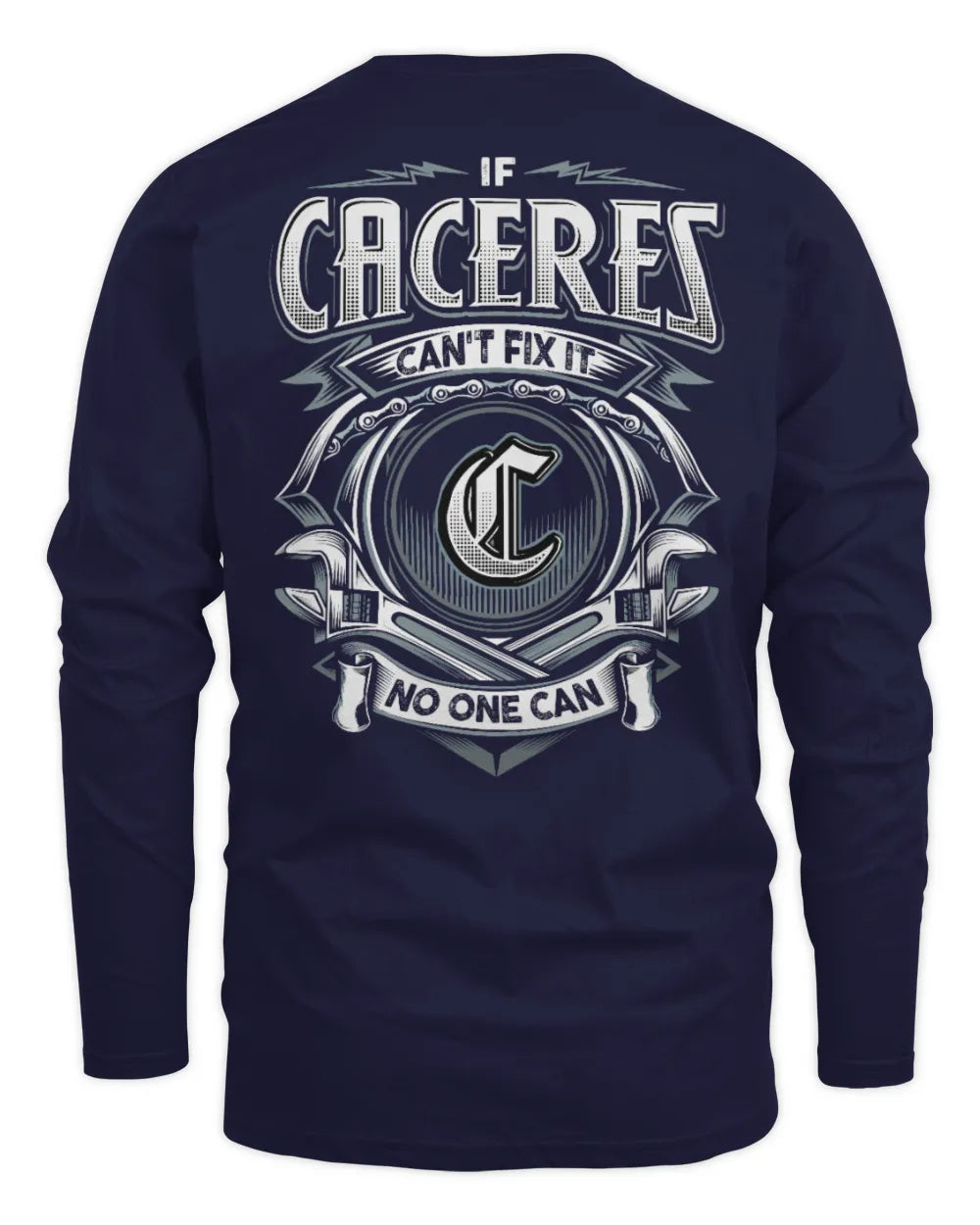 CACERES AP81-K4-626 - Personalized Ahmed Quote Apparel “If Ahmed Can't Fix It, No One Can” - Men's Long Sleeved T-Shirt - Navy