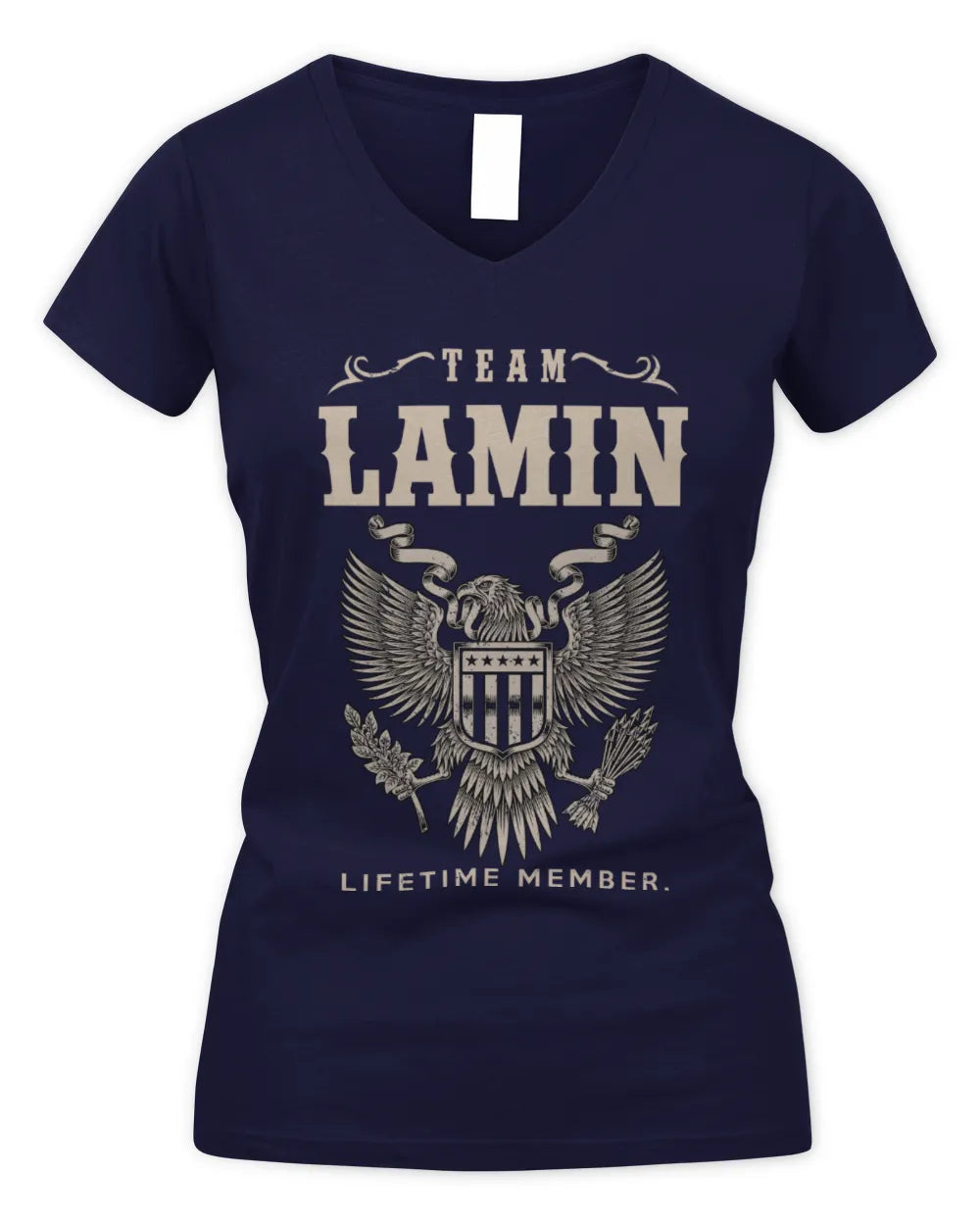 LAMIN TP06-K82 – Personalized Classic Style Apparel “Team NAME Lifetime Member” - Women's V-Neck T-Shirt - Navy
