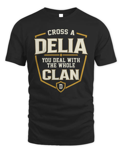 DELIA NT1-K008 Cross A/An NAME, You Deal With the Whole Clan | Personalized Vintage T-Shirt - Unisex Standard T-Shirt - Black