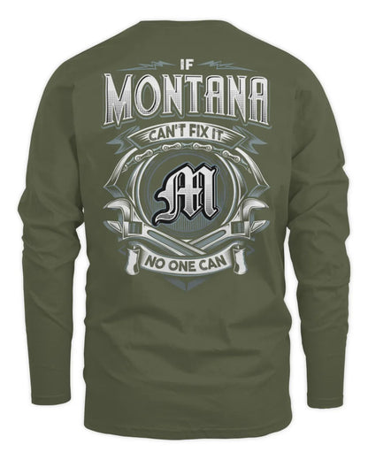 MONTANA AP81-K4-626 - Personalized Ahmed Quote Apparel “If Ahmed Can't Fix It, No One Can” - Men's Long Sleeved T-Shirt - Military Green